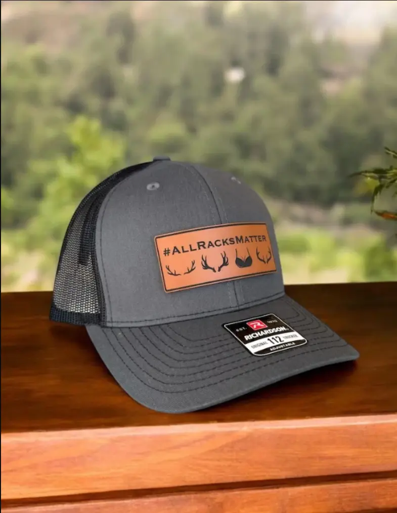 All Racks Matter Hat, Hunting Trucker Hat, Gift for Hunter Husband, Dark Humor Hat, Dirty Hat, Butt Hat, Big Butt Hat, Big Booty humor, Leather Patch Hat