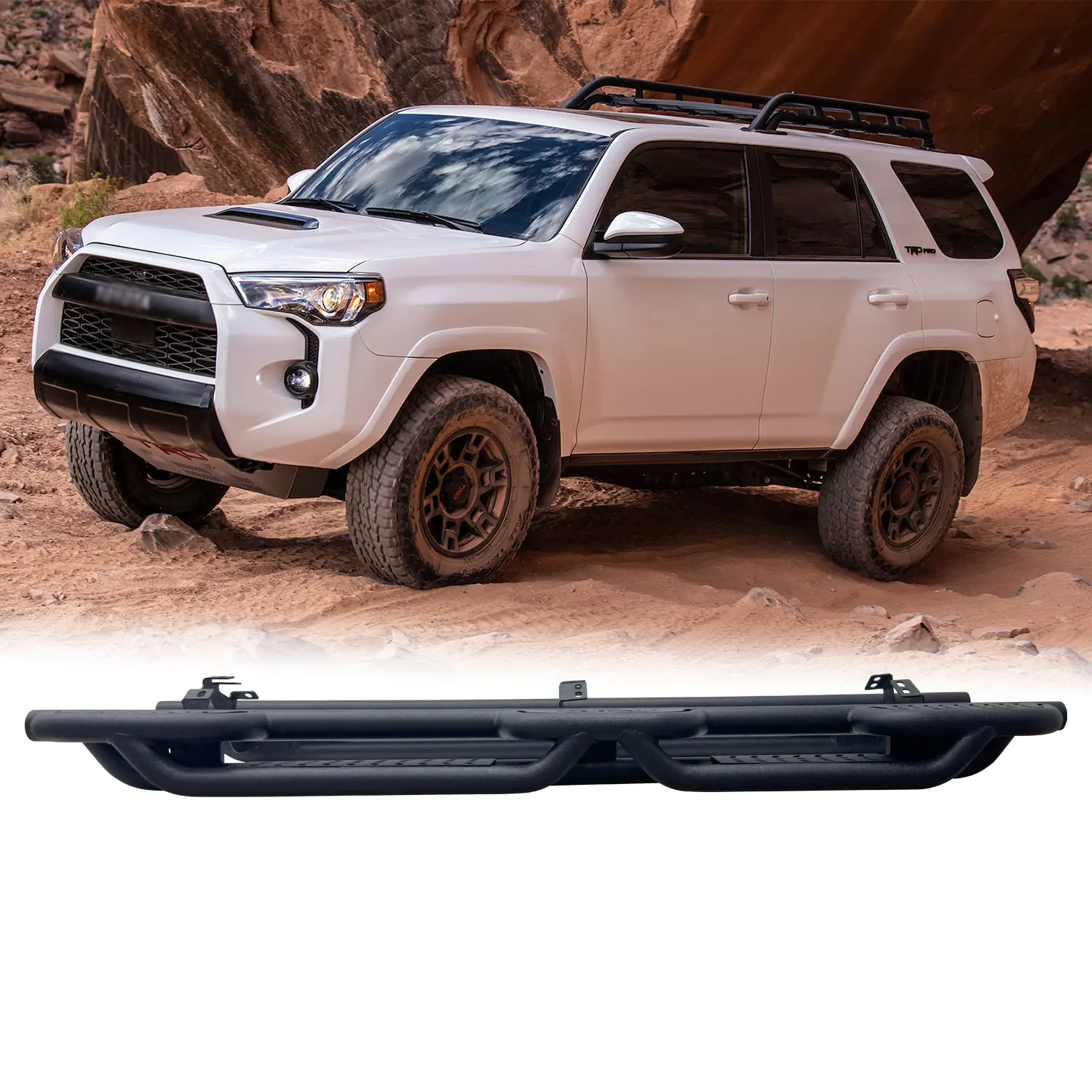 Vijay Steel Running Boards - Drop Nerf Bars, Vehicle Accessories for Toyota 4Runner 2010-2024 Trail Edition, 2014-2024 SR5/TRD Pro 4-Door Models for Stability Simple screw installation