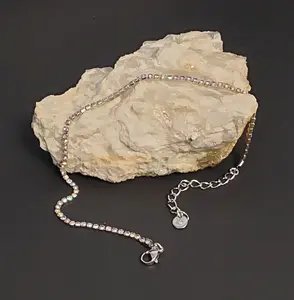 CABS10 rhinestones silver colored anklet