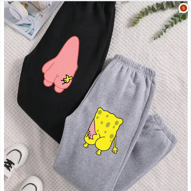 Funny Couple sweatpants - Patrick & SpongeBob Matching Cartoon sweatpants Cute Back Print Outfit for Couples, Gift For Lovers, Couple sweatpants, Trendy Top Sweatpants, Unisex Cotton Graphic Casual Sweatpants, Gift For Couple, Best Gift SS