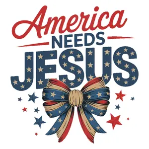 Ready-to-Press "American Need Jesus" DTF Print with Bow for T-Shirts - DIY Printmaking Embossing Accessory