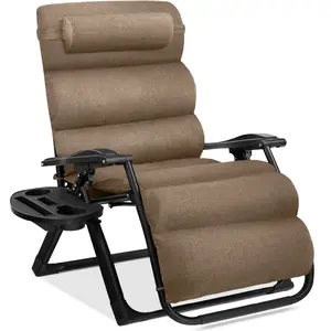 Best Choice Products Oversized Zero Gravity Chair, Folding Recliner w/ Removable Cushion, Side Tray