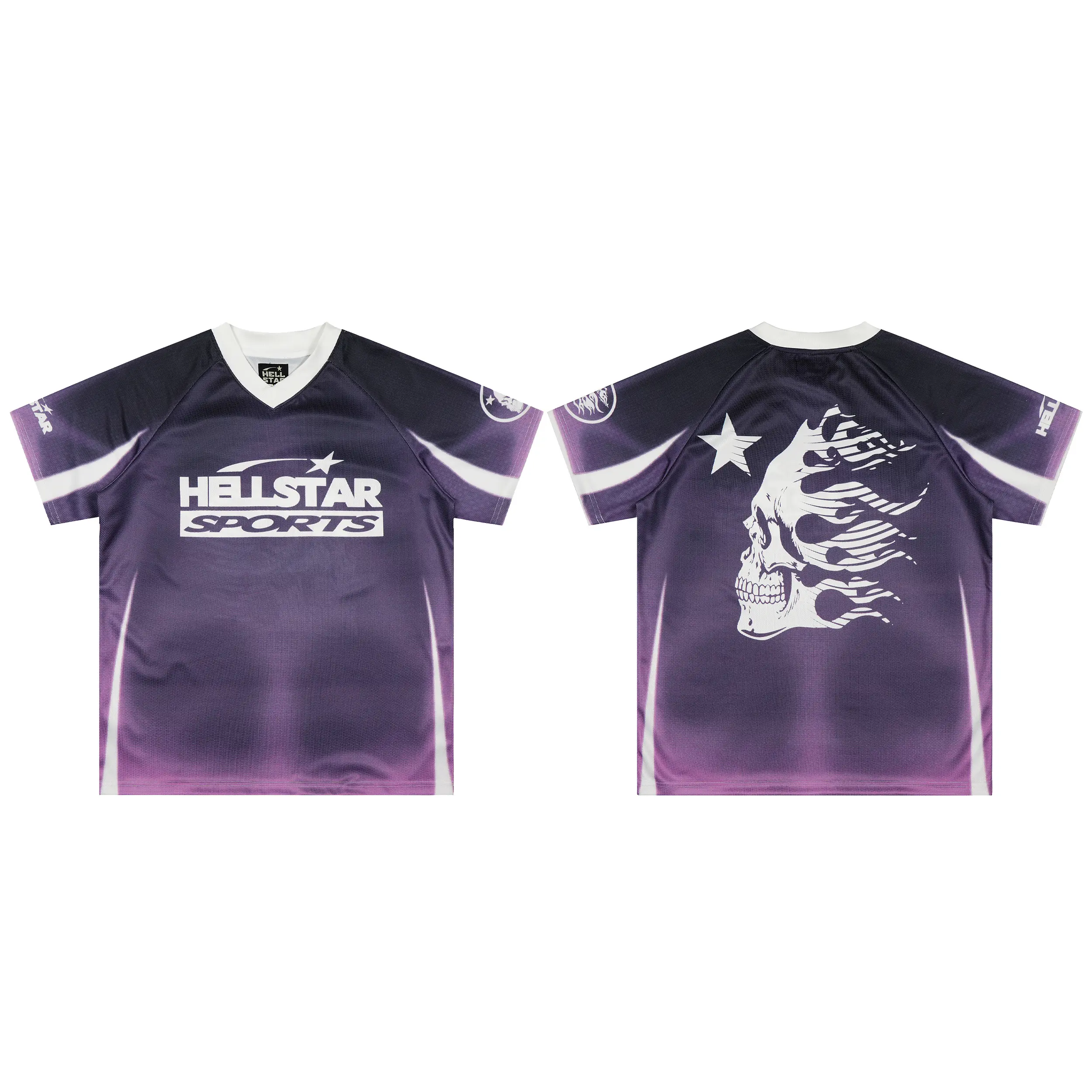 2026 HELLSTAR Certified Authentic Sports Jersey Gradient Purple V-Neck Standard Fit Shirt