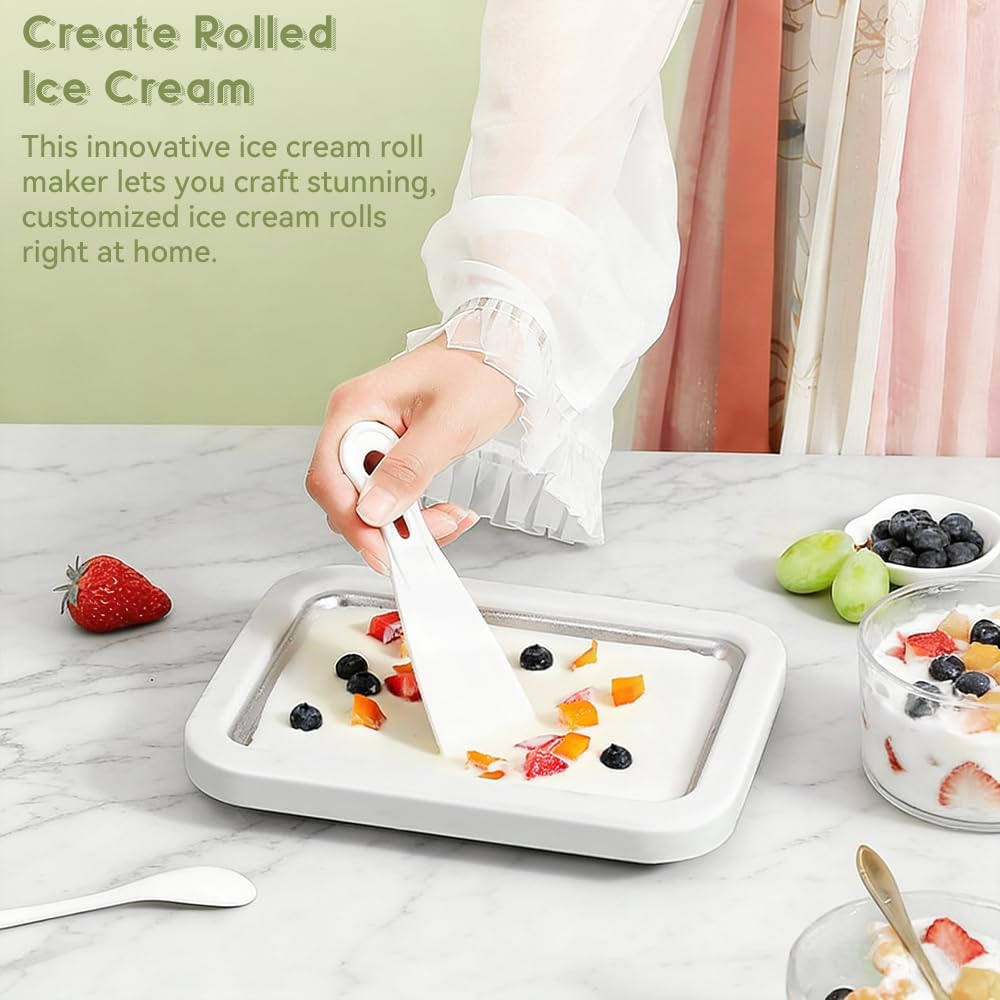 Ice Cream Roller Maker – DIY Rolled Ice Cream Tray | Instant Frozen Yogurt & Gelato Pan for Home | Fun Parent‑Child Activity | White Ice Cream Roller Maker – DIY Rolled Ice Cream Tray | Instant Frozen Yogurt & Gelato Pan for Home | Fun Parent‑Child Activity | White