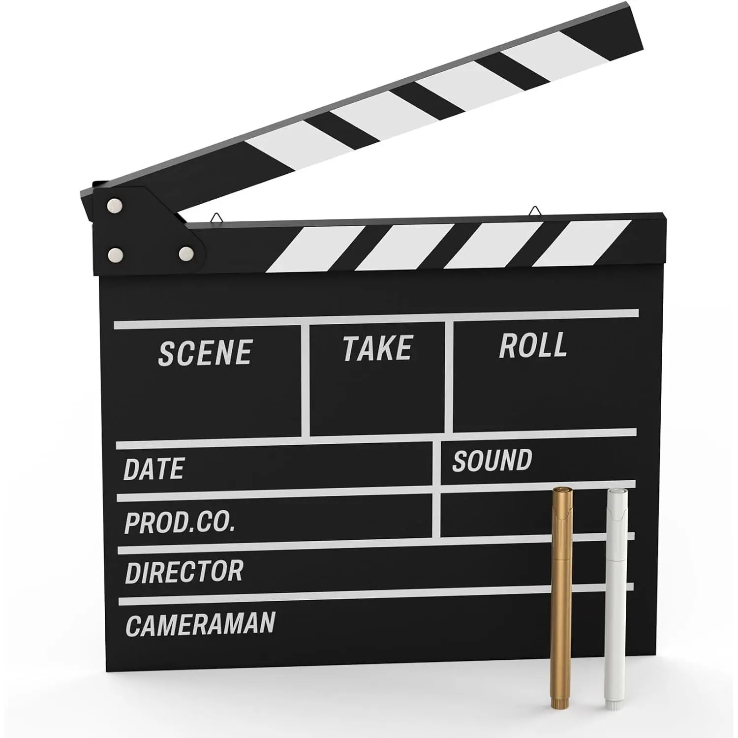 Movie Film Clapboard Hollywood Wooden-Clapper Board Directors Photography Studio Video TV Clapper Board with Erasable Pen Movie Theater Props Decor,Black Clap Board 10.5 X 11.7 inches (Black)