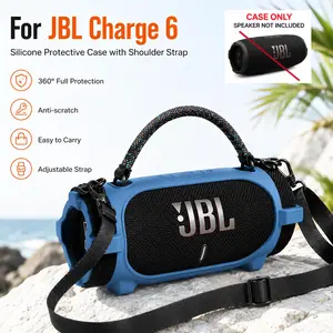[Only Case] Shockproof Silicone Case with Strap for JBL Charge 6 – Portable Protective Cover for Outdoor Travel & Daily Use