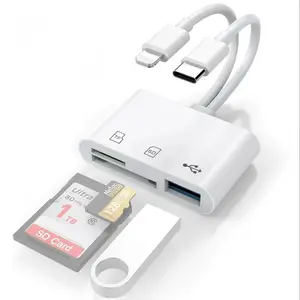 USB-C to SD, TF and USB OTG Card Reader and USB-C to USB Adapter, Memory Card Reader for iOS, MacBook and Android Phones, USBC SD Card Reader