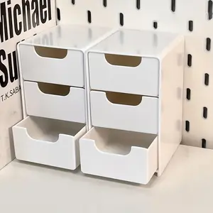 3 Layer Desktop Storage Box, 1pc Solid Color Desktop Storage Box, Desktop Organizer for Office Supplies, Jewelry and Cosmetics, Work Organizer, Multi Purpose Organizer
