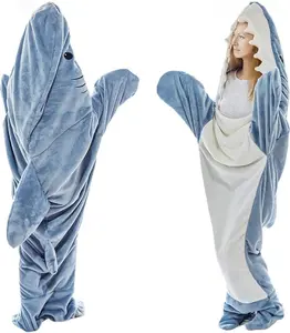 Shark Blanket-Wearable Super Soft Cozy Flannel Hoodie, for Adults and Kids (S-66Inch/170Cm)