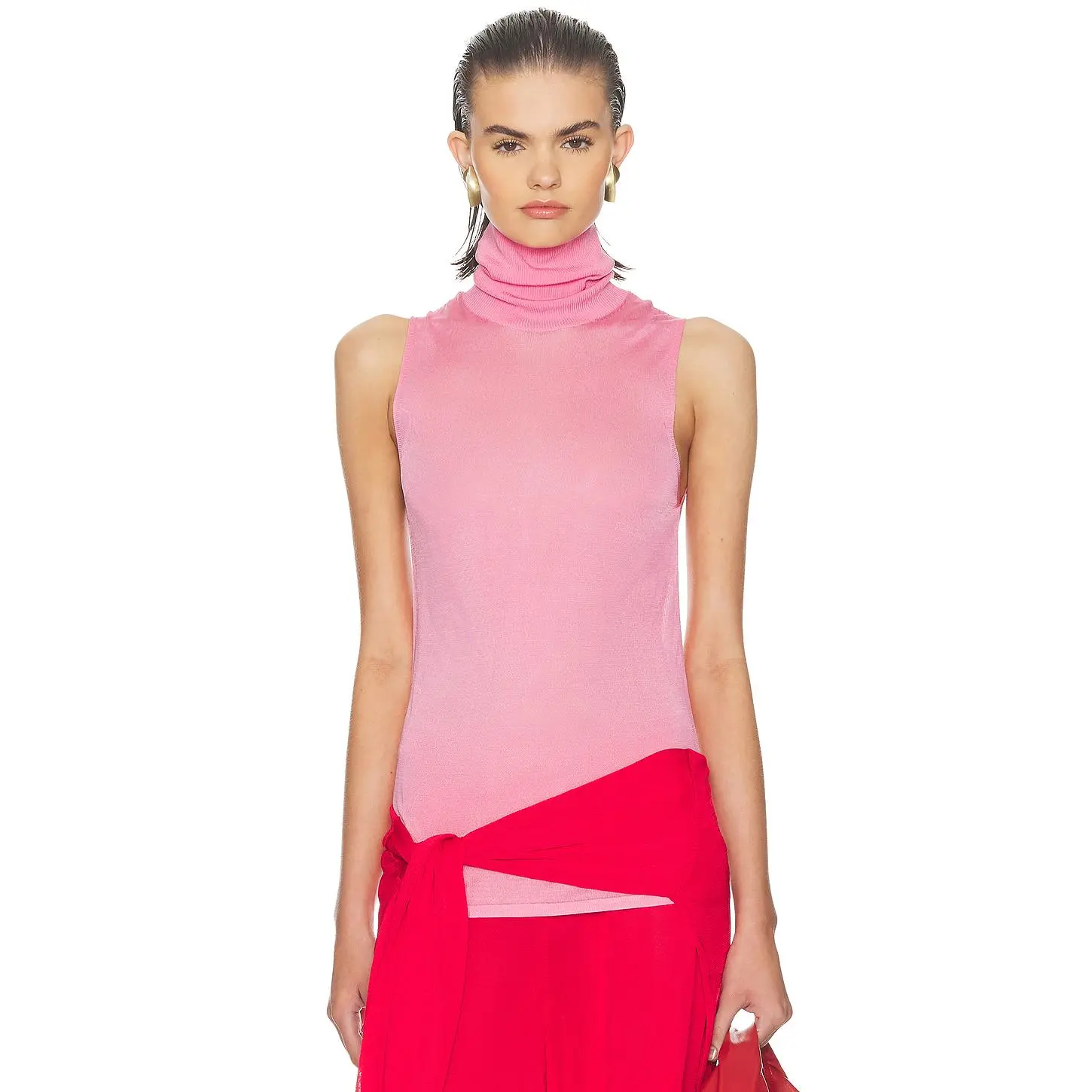 Helsa Arlena Sleveeveless Turtleneck in Pink