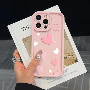 Cute Shockproof Phone Case with Smile Heart Design, Compatible with iPhone 15 Series & More, Perfect Gift for Family & Girlfriend