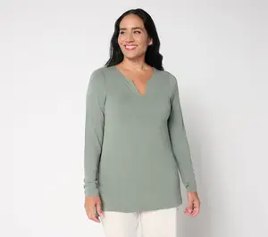 Modern Soul Soothing Knit Jersey Notch Tunic with Support System