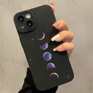 Black Moon Space Pattern All-Inclusive Anti-Fall Mobile Phone Case Suitable for Apple 15PROMAX # ULTRA/15PLUS/15PRO/15/14PROMAX/14PLUS/14/13PROMAX/13/13PROMAX/12PRO/12PRO/12PRO/12/11PROMAX/11PRO/11/XSMAX/XR/X # XS/7PLUS #8PLUS/7 # 8SE