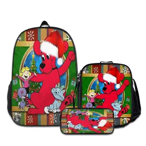Clifford-the-Big-Red-Dog-3PCS Backpacks for Girls Set, Cute School Backpack for Girls Boys with Lunch Box and Pencil Case, Aesthetic Bookbag for Teens, Lightweight Classic Backpack for Travel, Work, Picnic A-0719