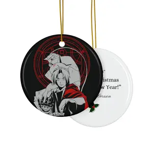 Customized Fullmetal Alchemist Anime Christmas Ornament Ceramic Holiday Decor for Fans Unique Gift Idea Festive Decoration