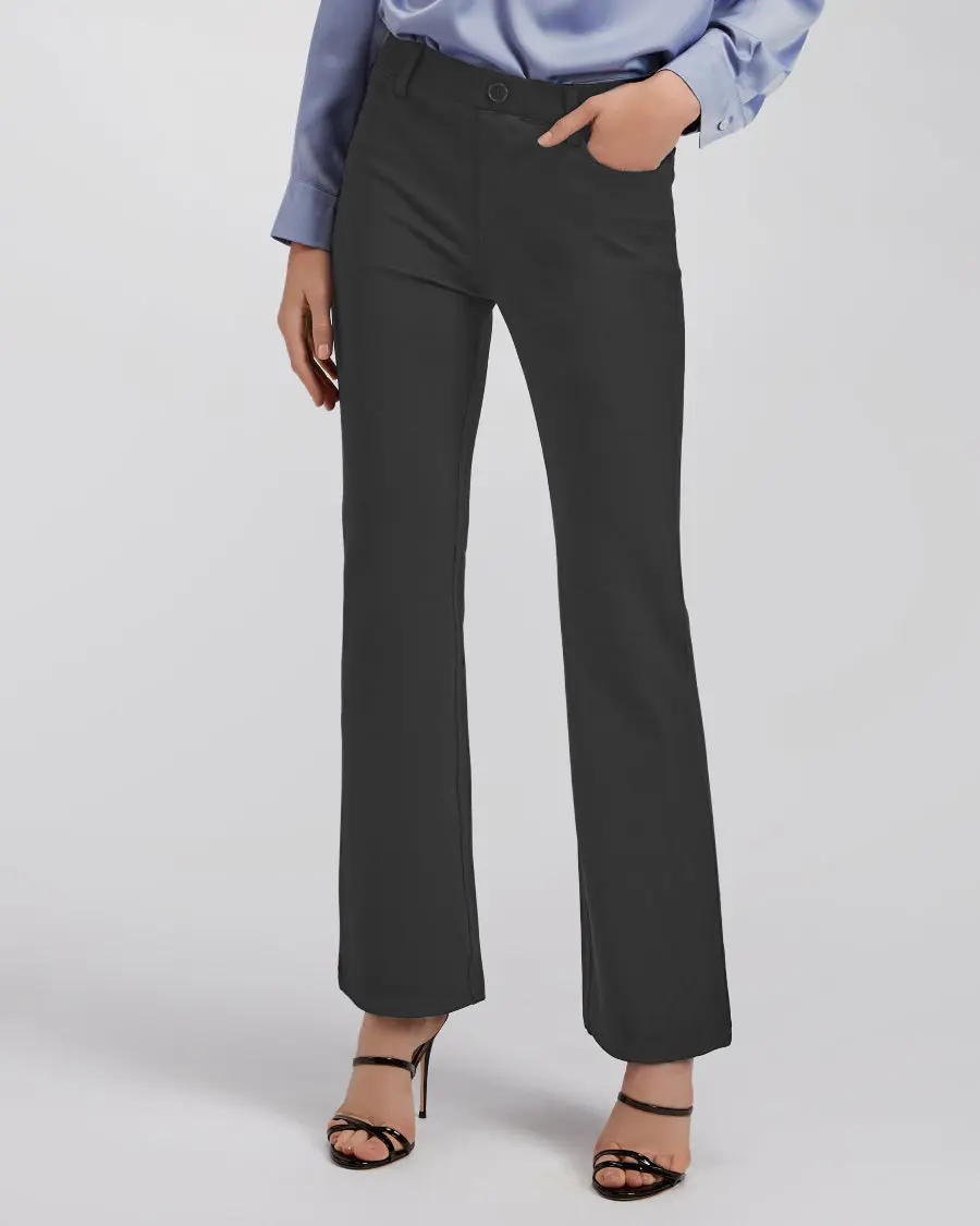 Women's Business Casual Bootcut Pants, Fitted Contoured-Fit Bottoms with 4-Way Stretch Opaque Fabric