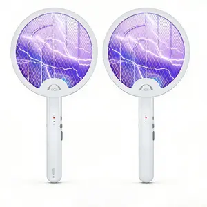 2026 Electric Mosquito & Bug Zapper Racket 3-in-1 Rechargeable Foldable Indoor Outdoor Trap with Purple Light High Voltage UV Light Eliminates Insects for Summer Gatherings