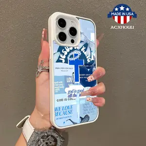 Trendy Magnetic Case for iPhone11/12/13/14/15/16/promax Blue Scripture Cross MagSafe Ready, Ultra Thin & Shockproof | Cute Pick for Girls