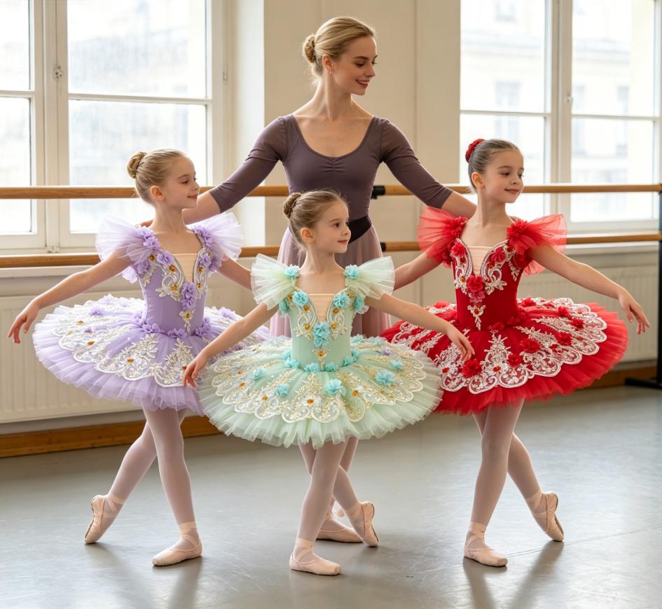 Girls' Ballet Dance Leotard Tutu Dress - Women' Princess Performance Costume with Lace & Tulle Skirt for Dance Recital Halloween, Birthday Party