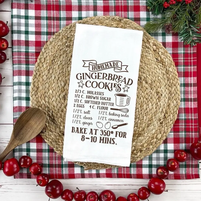 Holiday kitchen towel “gingerbread cookies recipe”