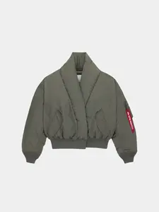 SHAWL COLLAR BOMBER JACKET WOMENS (FIELD GRAY)