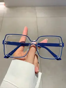 Women's Colorblock Square Frame Flat Mirror, Fashion Pure Color Decorative Glasses Frame, No Degree Decoration Eyeglasses, Stylish Square Frames, Square Frame Eyewear