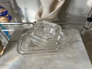 Set of 2 Vintage Hazel Atlas Refrigerator Boxes/ Large and Small Sizes/ Ivy Motif/ Vintage Glassware