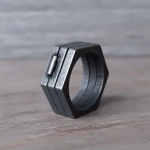 Retro Multilateral Simple Speical Titanium Steel Ring Men's Ring Nut Shaped Versatile Fashion Ring