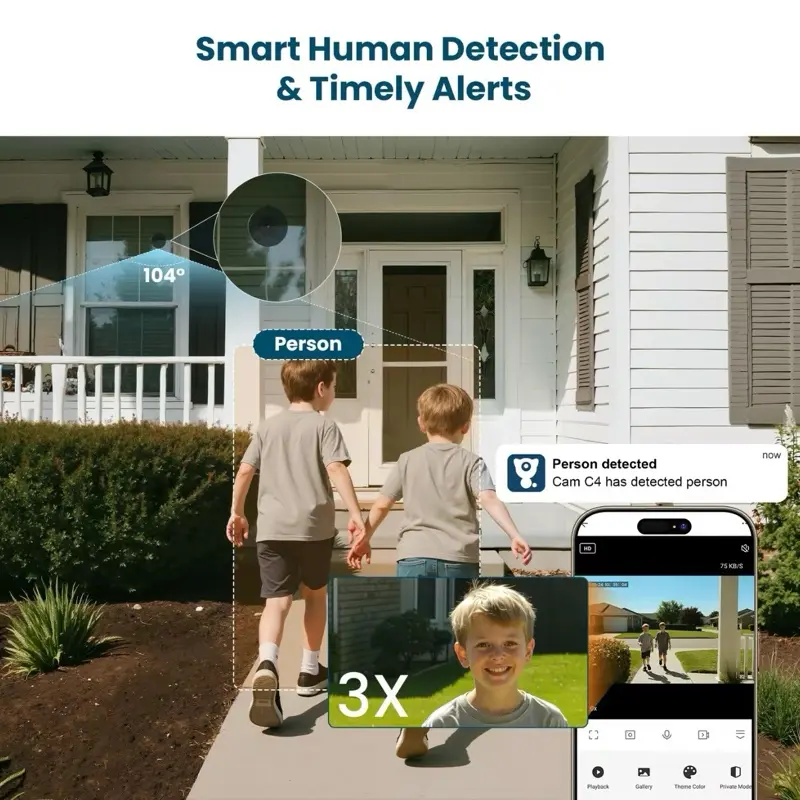3MP 2K Litokam Window Camera, WiFi6&2.4GHz Indoor Cameras for Home Security with Al FULL Color Night Vision,Person/Motion/Sound Detection & Real Time Alerts,24/7 Recording,Easy & Quick Install,high speed transmission,mini camera,monitor,Card Installation