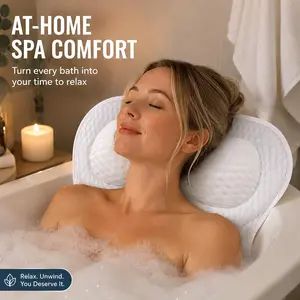 Machine Washable 4-Day Bath Pillow for Bathtub Cushion with 6 Suction Cups - Comfortable & Durable Bathroom Accessory