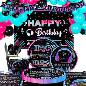 Tik Tok Party Supplies,155pcs Tik Tok Birthday Party Decorations & Tik Tok Tableware Set- Tiktok Plates Cups and Napkins Tablecloth & Tik Tok Balloons Backdrop etc Tiktok Birthday Decor for Girls/Boys