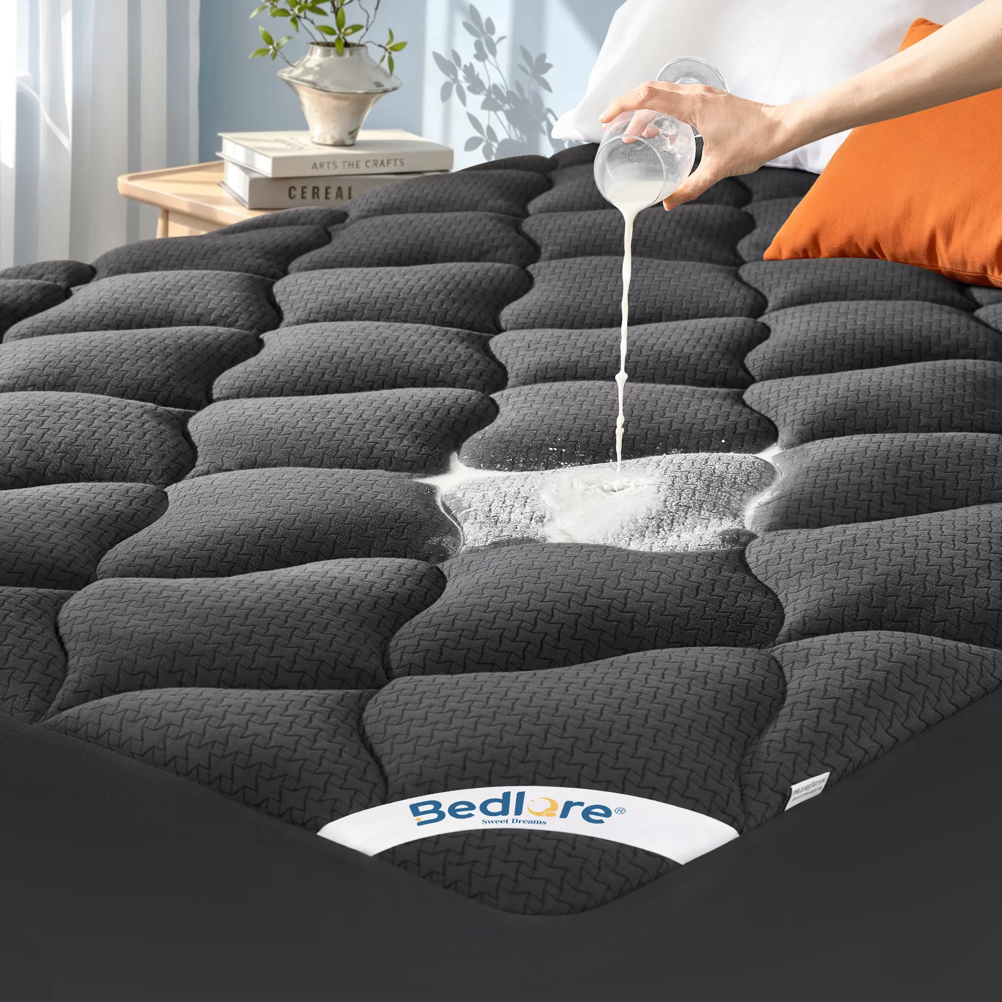 【BEDLORE】 Waterproof Quilted Mattress Protector - Breathable, Cooling, Wrinkle-Resistant, Durable, Noiseless, Pressure-Relieving, Machine Washable Bedding with 6-18 in Deep Pocket for All Sizes (Queen, California King, Twin XL) Home Use