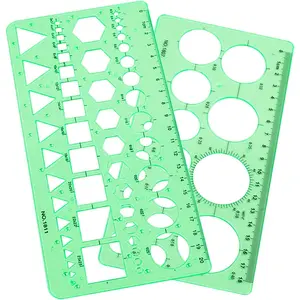 2-Pack Circle Template Geometry Rulers Durable Drawing Stencils for Drafting Design and School Projects