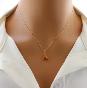 18K Gold Plated Dainty 3D Eiffel Tower Pendant Necklace – Paris-Inspired Jewelry for Dreamers and Travelers