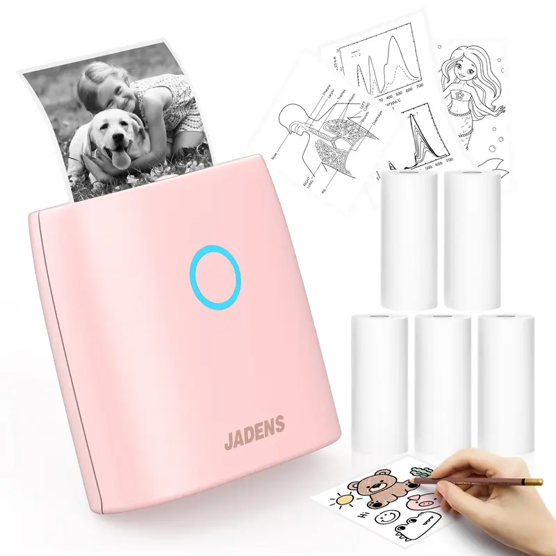 JADENS JD21 Portable Label Printer - 2-Inch Bluetooth Monochrome Thermal Inkless Office Label Maker, 3.3" Pocket Fit, 0.5kg, 3.3x3.3x1.6 Inches, Compact Sleek Design, Battery-Included, App-Controlled for Scrapbook, To-Do Lists