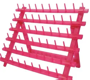 60 Spool Glitter Braiding Rack - Pink Plastic Organizer with Gold Glitter Design for Easy Access & Storage - Foldable & Wall-Mountable Hair Supply Rack Tool