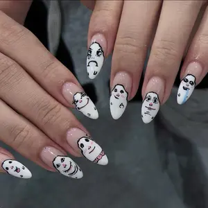 Funny Face Press On Nails Handmade 3D Nail Art Troll Face Meme Gif
