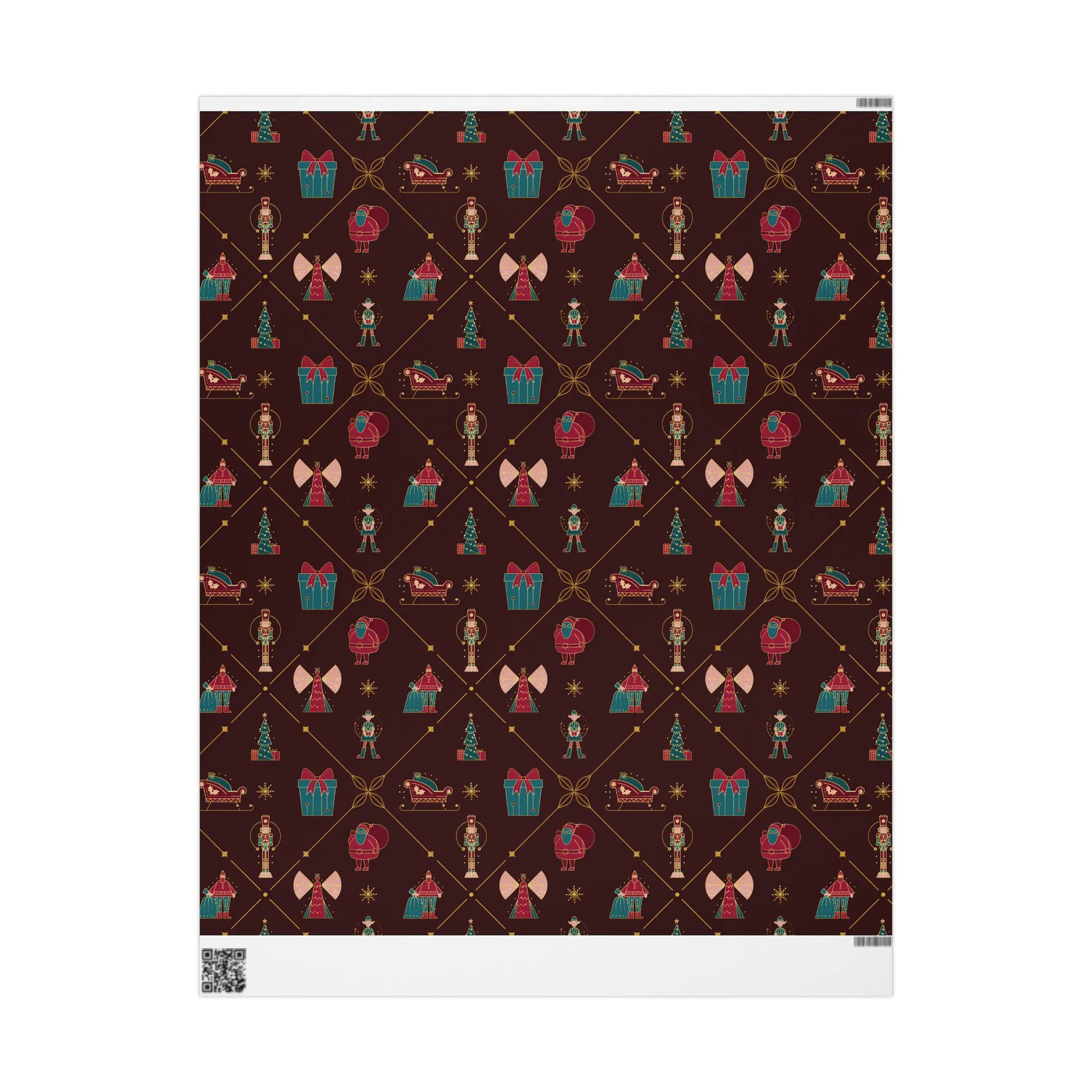 Burgundy Nutcracker Christmas Wrapping Paper, Gloss or Matte Finish Elegant Luxury Holiday Gift Wrap
