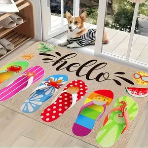 Colorful Watermelon Welcome Mat Summer Decor Non Slip Door Mat for Entrance Living Room Kitchen Bathroom Indoor Outdoor Home Interior Exterior Decoration