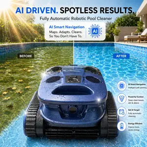 Smart AI Robotic Rechargeable Swimming Pool Cleaner - Fully Automatic, No Manual Scrubbing, Reduces Pool Maintenance Costs, Rechargeable Pool Cleaner