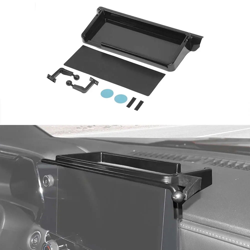 Car Interior Dashboard Center Phone Holder - Adjustable Tape-Mount Organizer with Storage Bins, Vehicle Accessories for 2023+ Chevy Colorado, GMC Canyon, Gmc Accessories
