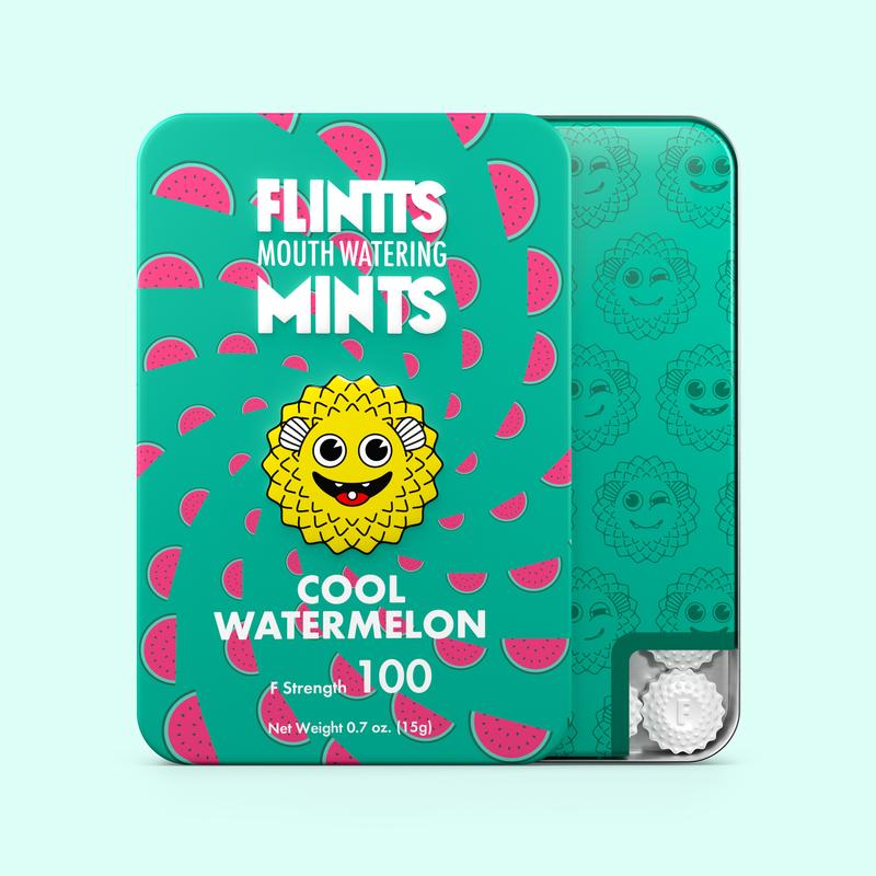 Flintts Mints Fruit Troop Variety 6 Pack - Cool Watermelon, Luxury Grape, Cherry, Sour Tangerine, Strawberry Magic, Lemon - Natural Flavors, Sugar-Free & Vegan, Dry Mouth Mints