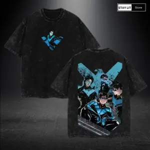 Limit Nightwing Streetwear Graphic Tee V1 – Oversized acid wash style with inspired retro edge.