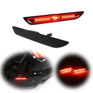 2pcs Smoked Black Lens Red LED Rear Bumper Side Marker Lamps Lights For Ford Mustang 2015 2016 2017 2018 2019 2020 2021 2022, Replace OEM FR3Z-15A201-A FR3Z15A201A