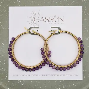 Gemstone Beaded Hoop Earrings