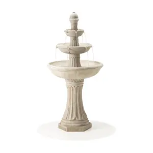 Glitzhome Sand Lighted 3-Tier Terrazzo Outdoorarden Fountain
