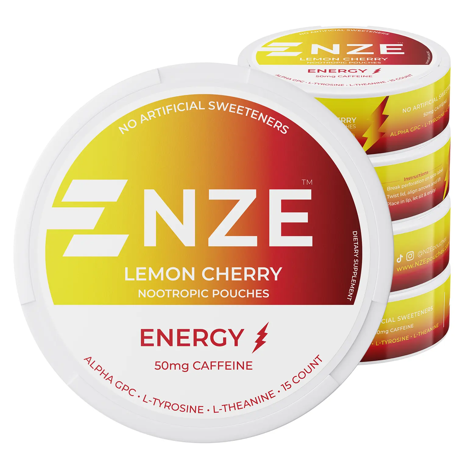 NZE Caffeine Nootropic Pouches (Lemon Cherry) - Energy Pouches