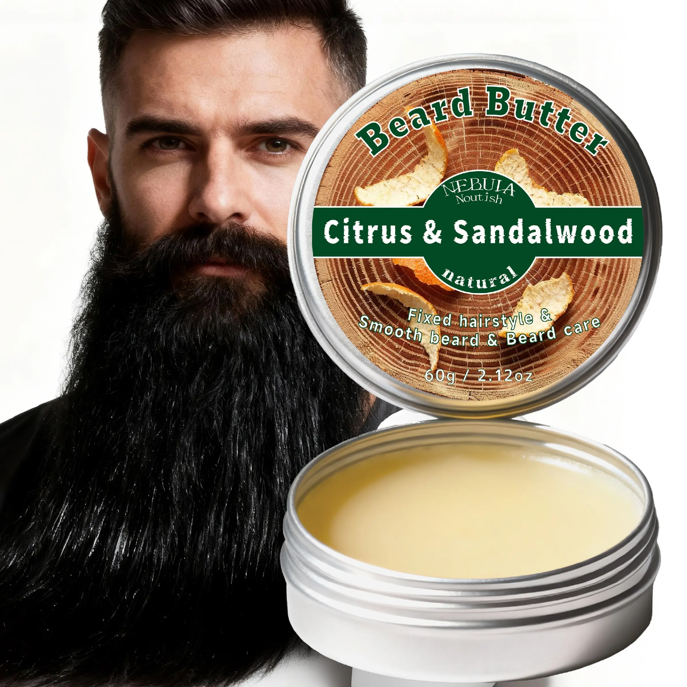 Men's Beard Care Kit, Smooth Beard Care, Natural Beard Care, Citrus, Sandalwood, Beard Treatment, Beard Styling, Softening & Conditioning Balm, Suitable for All Beards, Ideal Gift for Men, Enhances Grooming Routine, Beard Maintenance, Hair Care