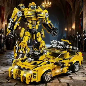 Transformable Car Building Blocks Set, Bumblebee Abs Model Kit, Creative Home Decor, Ideal Gift for Holidays, Durable Structure, Vivid Display