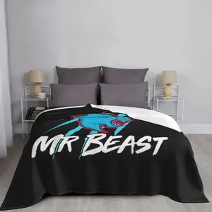 Logo Mr Beast Fanny Tiger Blanket Fleece Spring Autumn Breathable Lightweight Throw Blankets for Sofa Office Quilt